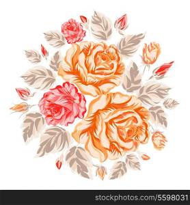 Silhouette of rose with sample text. Vector illustration.