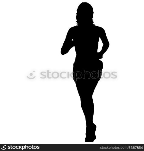 Silhouette of running girl on White Background. Silhouette of running girl on White Background.