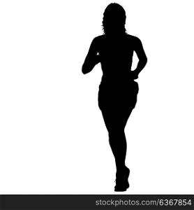 Silhouette of running girl on White Background. Silhouette of running girl on White Background.