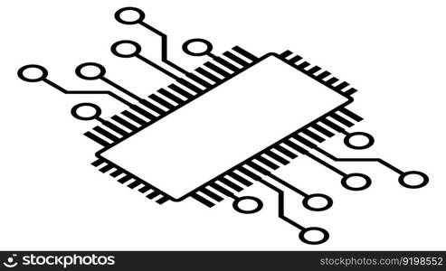 Silhouette of simp≤isometric schematicχp or compo≠nt forµˆuits isolated on white background. Technical clipart. Vector design e≤ment.. Silhouette of simp≤isometric schematicχp or compo≠nt forµˆuits isolated on white background. Technical clipart. Vector.