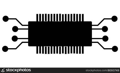 Silhouette of simple schematic chip or component for microcircuits isolated on white background. Technical clipart. Vector design element.. Silhouette of simple schematic chip or component for microcircuits isolated on white background. Technical clipart. Vector.