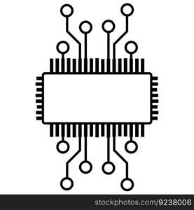 Silhouette of simple schematic chip or component for microcircuits isolated on white background. Technical clipart. Vector design element.. Silhouette of simple schematic chip or component for microcircuits isolated on white background. Technical clipart. Vector.