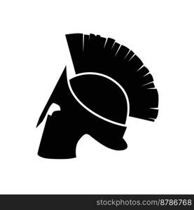 Silhouette of Spartan helmet on white background. Vector sign. 