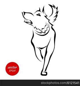 Silhouette of the bad wolf isolated on white background. Vector illustration.