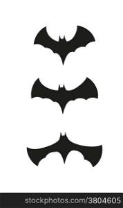 silhouette of the bats on white background, vector. black bats