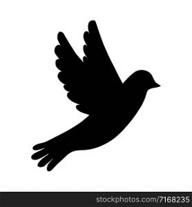 silhouette of the bird on white background