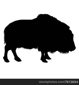 Silhouette of the bison on a white background.