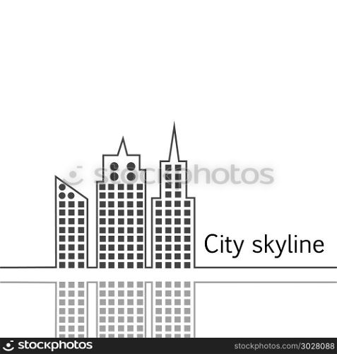 Silhouette of the city in a flat style. Modern urban landscape. Vector illustrations. City skyscrapers building office horizon.Continuous line drawing. Silhouette of the city in a flat style. Modern urban landscape. Vector illustrations. City skyscrapers building office horizon.Continuous line drawing.