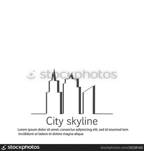 Silhouette of the city in a flat style. Modern urban landscape. Vector illustrations. City skyscrapers building office horizon.Continuous line drawing. Silhouette of the city in a flat style. Modern urban landscape. Vector illustrations. City skyscrapers building office horizon.Continuous line drawing.