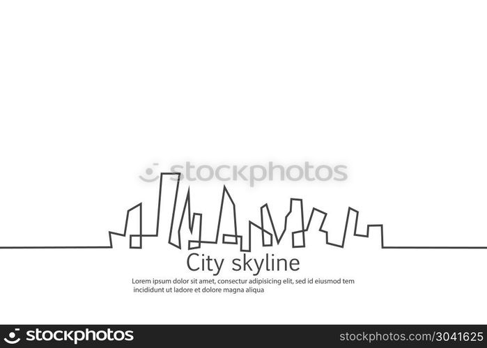 Silhouette of the city in a flat style. Modern urban landscape. Vector illustrations. City skyscrapers building office horizon.Continuous line drawing. Silhouette of the city in a flat style. Modern urban landscape. Vector illustrations. City skyscrapers building office horizon.Continuous line drawing.