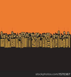 Silhouette of the city. The evening of the cityscape. Sunset landscape. vector concept illustration flat