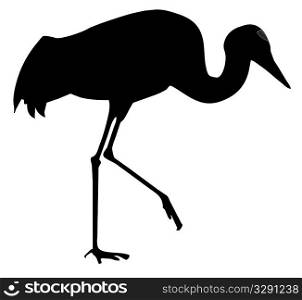silhouette of the crane isolated on white background