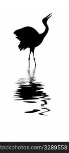 silhouette of the crane on white background