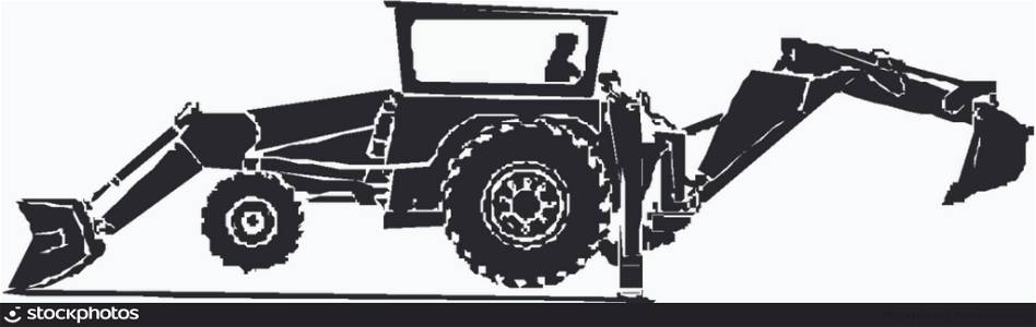 Silhouette of the excavator