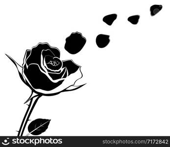 silhouette of the flower with rose petals fly off vector illustration. silhouette of the flower with rose petals fly off vector illustr