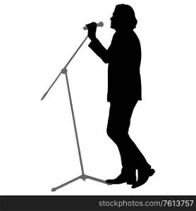 Silhouette of the guy beatbox with a microphone.. Silhouette of the guy beatbox with a microphone