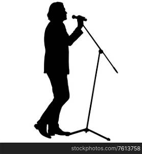 Silhouette of the guy beatbox with a microphone.. Silhouette of the guy beatbox with a microphone