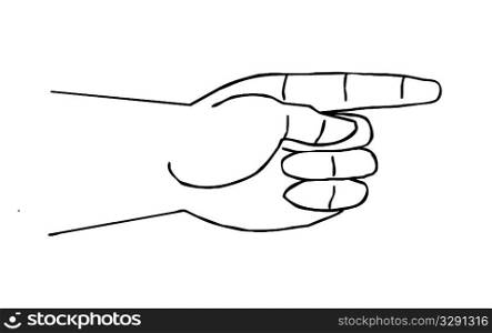 silhouette of the hand on white background