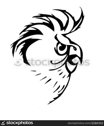 silhouette of the parrot on white background