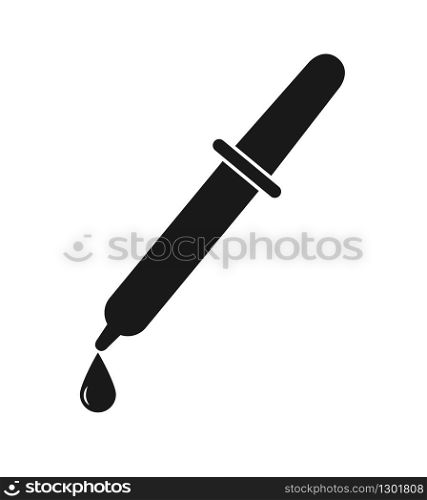 silhouette of the pipette. Filled contour. Simple vector icon for websites and apps
