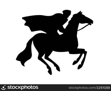 silhouette of the rider on white background