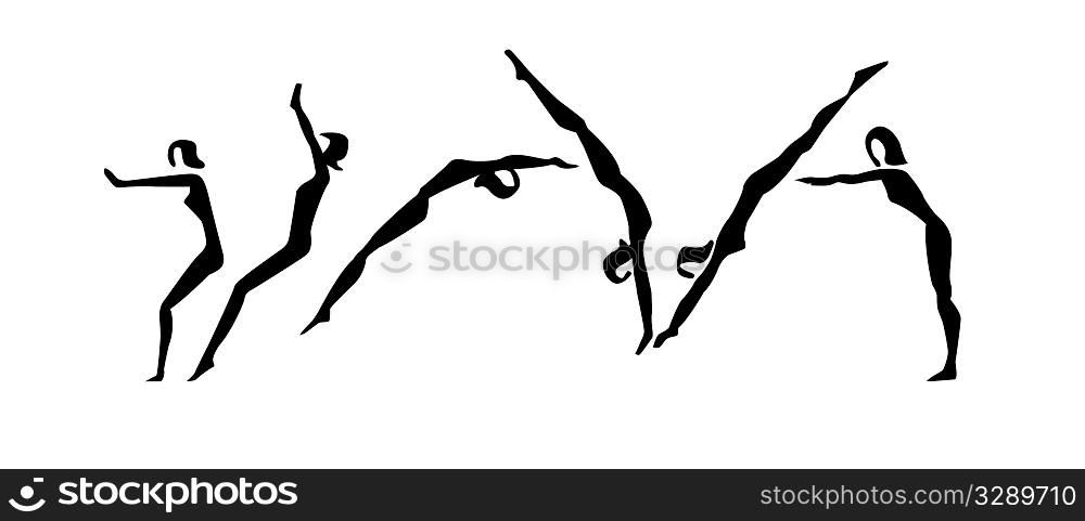 silhouette of the sportswoman on white background