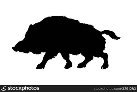 silhouette of the wild boar isolated on white background