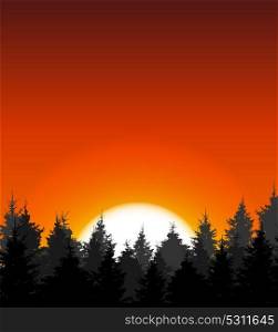 Silhouette of Tree on Sunset Background. Vector Illustration EPS10. Silhouette of Tree on Sunset Background. Vector Illustration