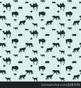 Silhouette of Wild and Domestic Animals. Seamless Pattern. Vector Illustration.. Silhouette of Wild and Domestic Animals. Seamless Pattern. Vecto