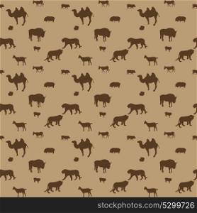 Silhouette of Wild and Domestic Animals. Seamless Pattern. Vector Illustration.. Silhouette of Wild and Domestic Animals. Seamless Pattern. Vecto