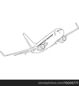 Silhouette passenger aircraft on a white background.. Silhouette passenger aircraft on a white background