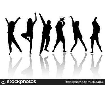 Silhouette people party dance