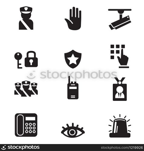 Silhouette security icons set