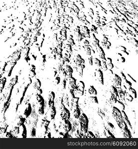 Silhouette shoes footprint in the snow. Vector illustration.