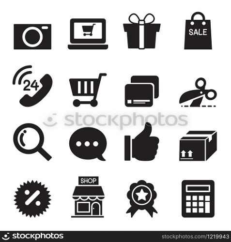 Silhouette Shopping online icons set