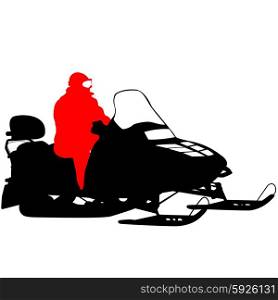 Silhouette snowmobile on white background. Vector illustration.