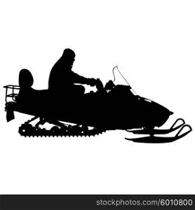 Silhouette snowmobile on white background. Vector illustration. Silhouette snowmobile on white background. Vector illustration.