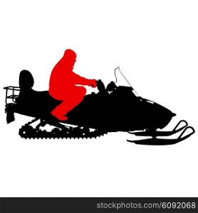 Silhouette snowmobile on white background. Vector illustration. Silhouette snowmobile on white background. Vector illustration.