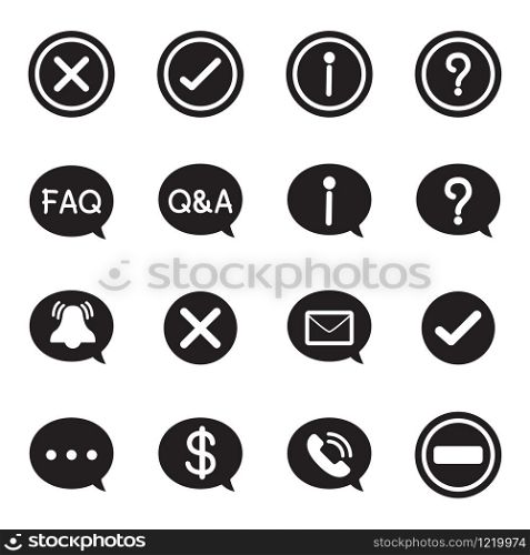 silhouette Speech bubble icons, CHAT message Vector illustration set