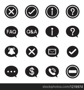 silhouette Speech bubble icons, CHAT message Vector illustration set