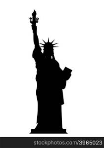 Silhouette Statue of Liberty in USA. Contour national symbol of America. State attraction of country. Statue of Liberty on a white background. Symbol of freedom and democracy. Monument of architecture in New York&#xA;