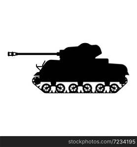Silhouette Tank American World War 2 M4 Sherman medium tank icon. Silhouette Tank American World War 2 M4 Sherman medium tank icon. Military army machine war, weapon, battle symbol side view. Vector illustration isolated