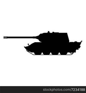 Silhouette Tank German World War 2 Tiger 3 heavy tank icon. Silhouette Tank German World War 2 Tiger 3 heavy tank icon. Military army machine war, weapon, battle symbol silhouette side view. Vector illustration isolated