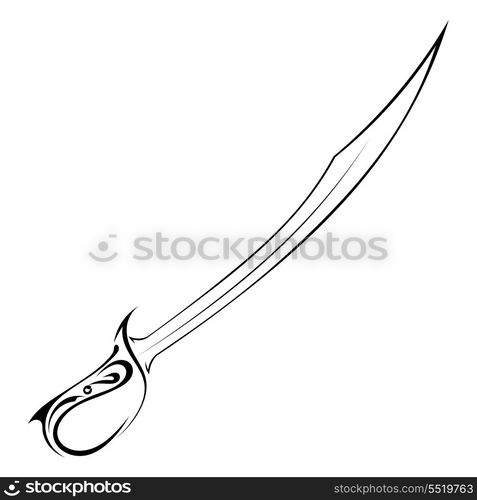 Silhouette tattoo saber knife on a white background