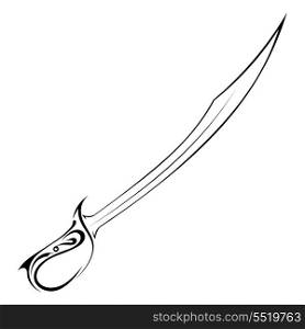 Silhouette tattoo saber knife on a white background