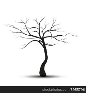 Silhouette tree without leaves. Vector illustration silhouette tree without leaves a white background