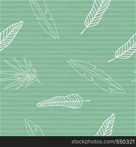 Silhouette tropical leaves seamless pattern striped vector mint background