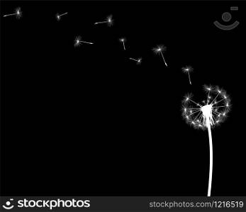 silhouette with flying dandelion buds vector illustration. silhouette with flying dandelion buds