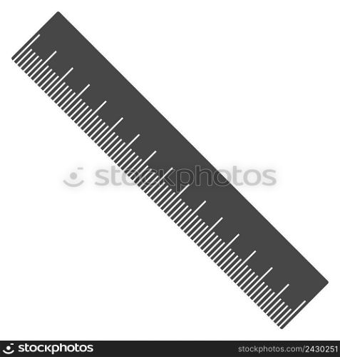 silhouette with ruler flat gray line, vector icon measuring tool
