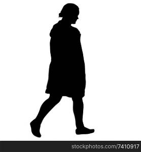 Silhouette woman standing, people on white background.. Silhouette woman standing, people on white background